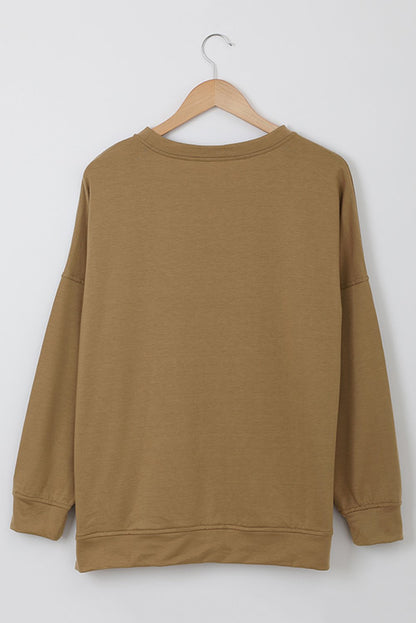 Khaki Crew Neck Long Sleeve Sweatshirt